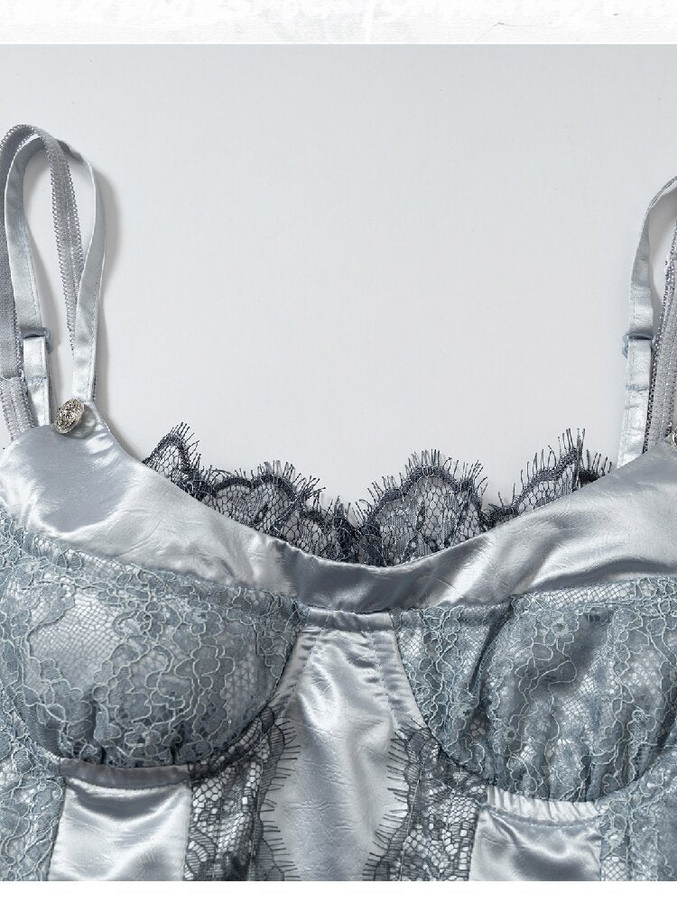Lace Satin Fake Two Corset【s0000015936】