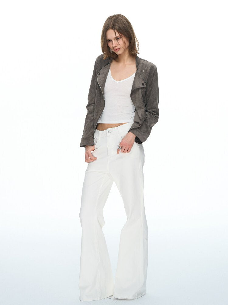 Vintage Suede Slim Cropped Jacket【s0000015859】