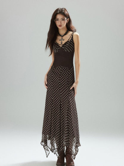 Coffee Polka Dot Tunic Sundress【s0000015595】