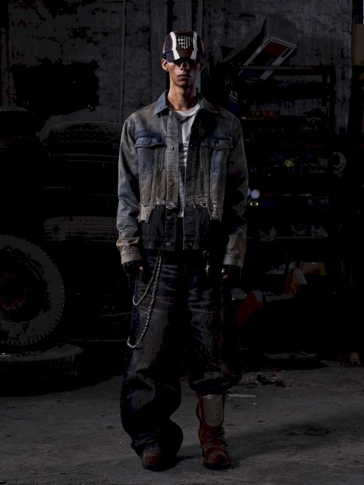 Destroyed Panelled Denim Jacket【s0000015180】