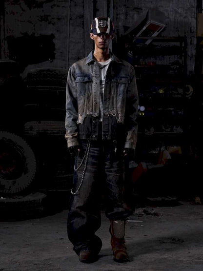 Destroyed Panelled Denim Jacket【s0000015180】