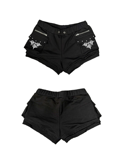 Studded Zipper Hip Hugging Shorts【s0000018310】