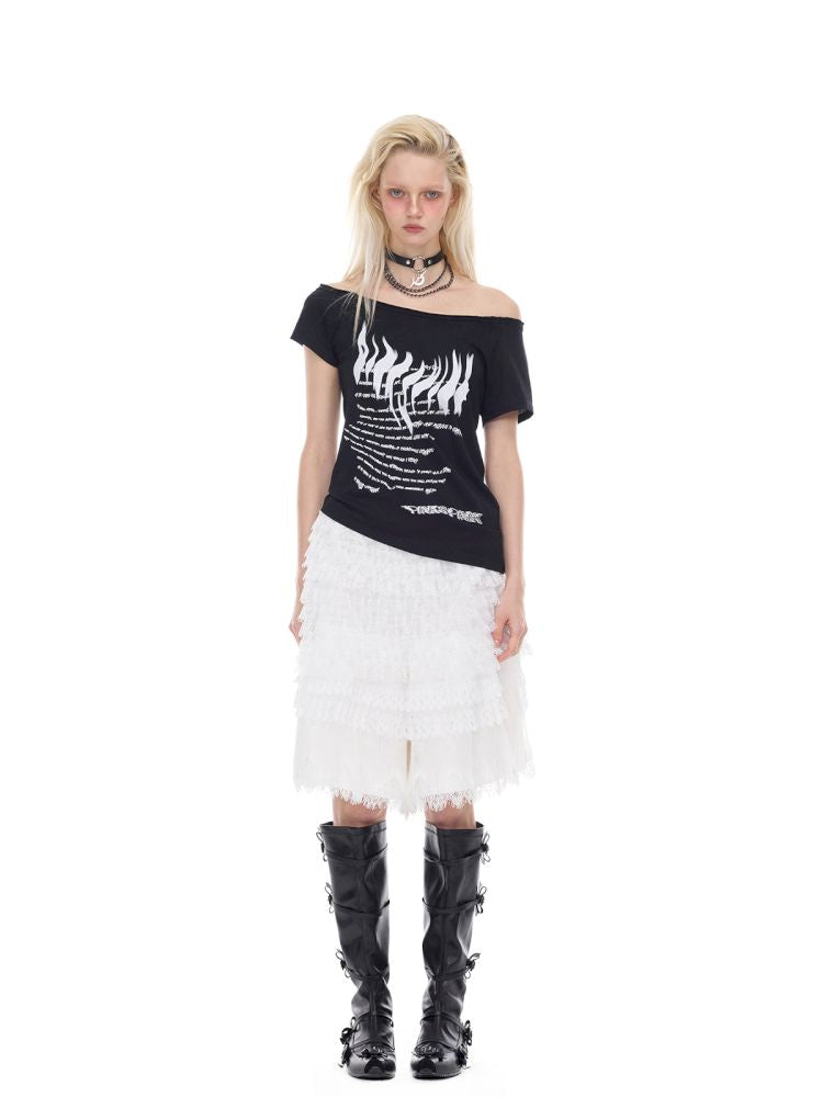 One-shoulder slim-fit Y2K T-shirt【s0000012971】