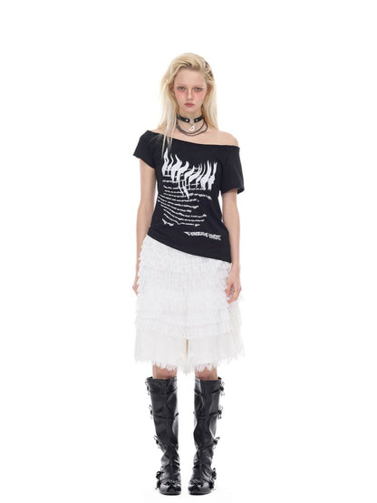 One-shoulder slim-fit Y2K T-shirt【s0000012971】