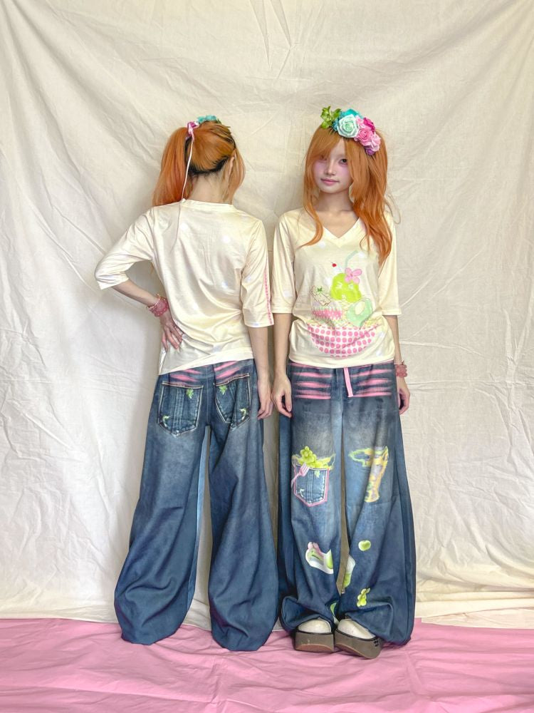 Polka Dot V-Neck Top【s0000013233】