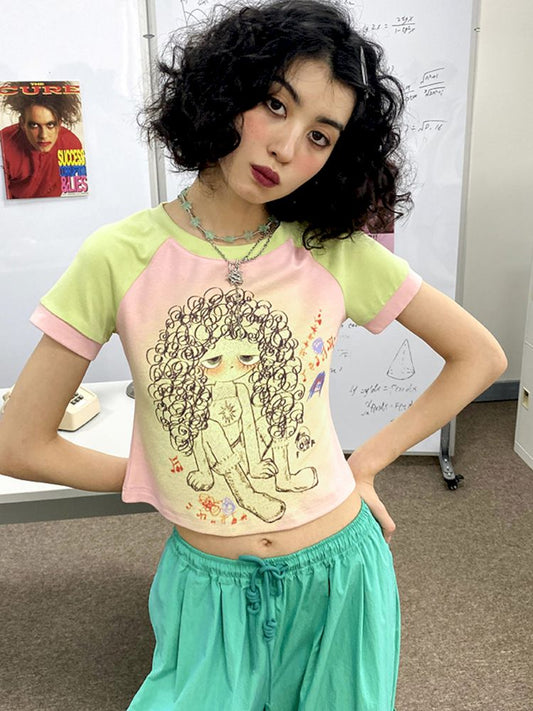 Noise Girl Printed Short Sleeve T-Shirt【s0000008842】