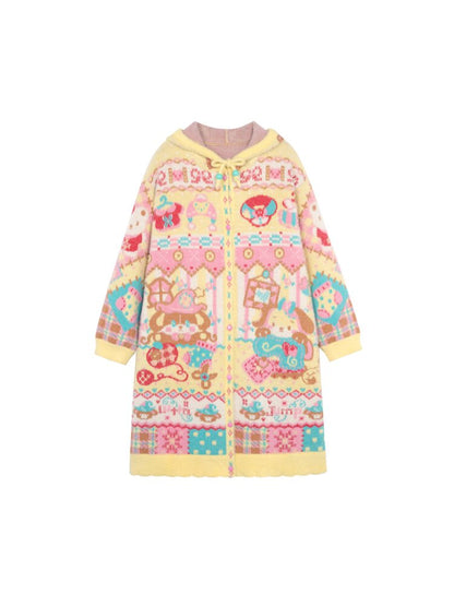 Yellow Imitation Mink Hooded Cardigan【s0000015588】