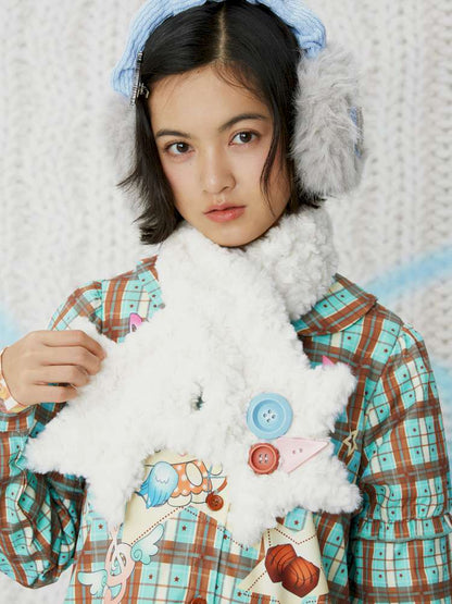 Star Y2K Plush Versatile Two-Tone Scarf【s0000014855】