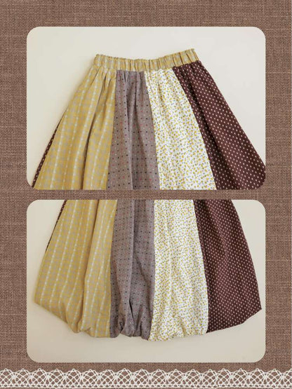 Vintage Girly Yellow Brown Flower Skirt【s0000014840】