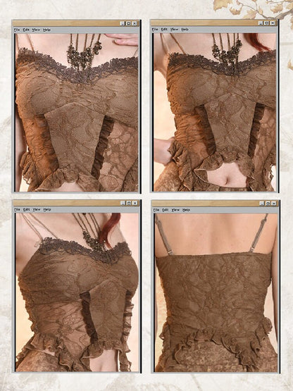 Hollowed out sexy pure desire retro sense halter top【s0000013505】
