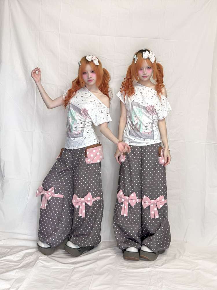 Mint White Polka Dot Slim Top【s0000015200】