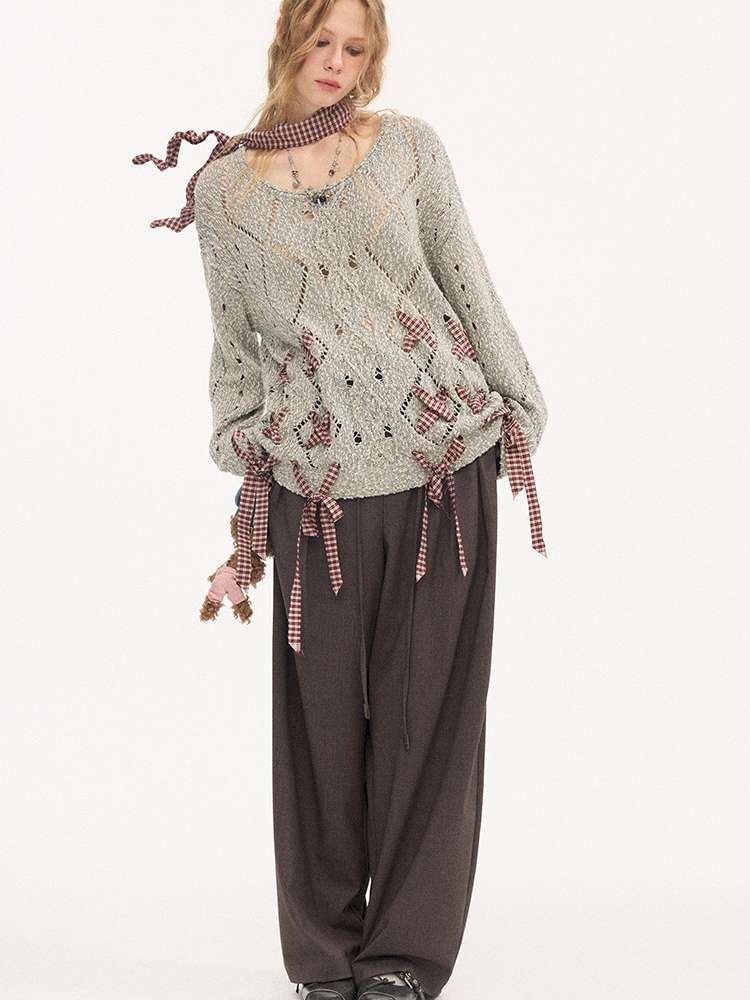 Strappy Rhombus Openwork Sweater【s0000015407】