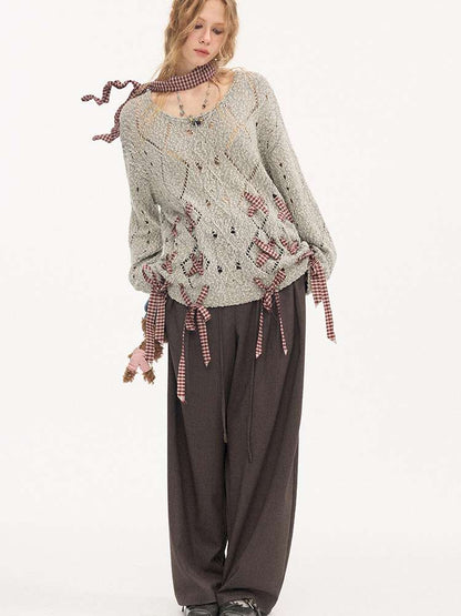 Strappy Rhombus Openwork Sweater【s0000015407】