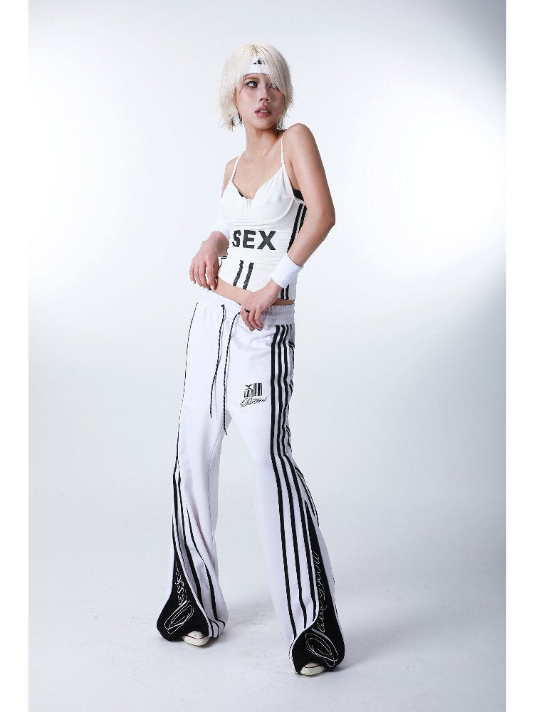 Striped Floral Embroidered Pants【s0000016182】