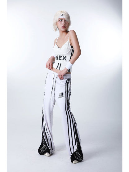 Striped Floral Embroidered Pants【s0000016182】