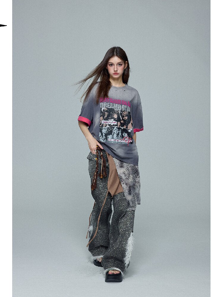 Gradient Rock Print Contrast Top【s0000016693】