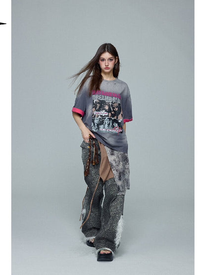 Gradient Rock Print Contrast Top【s0000016693】