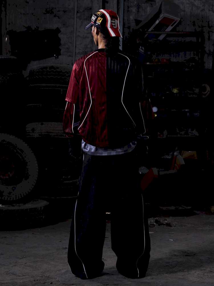 Red Trim Wide Leg Cotton Jeans【s0000015172】