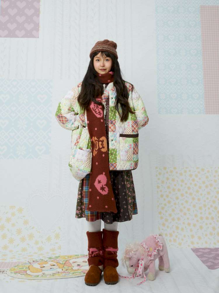 Bear Print Brown Knitted Leg Cover【s0000015035】