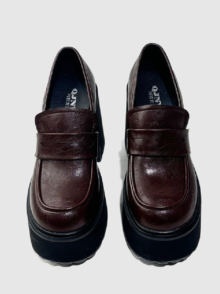 Matte Leather High Heel Loafers【s0000015716】