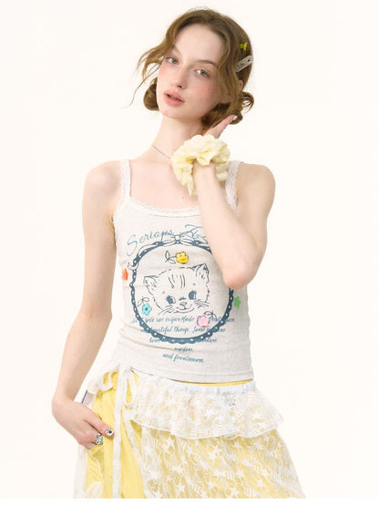 Cat Printed Outer Top【s0000012248】