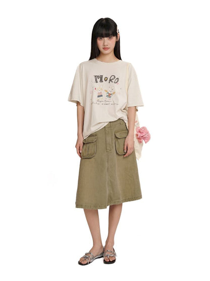 Soft collar worn Loose short-sleeved T-shirt【s0000012544】