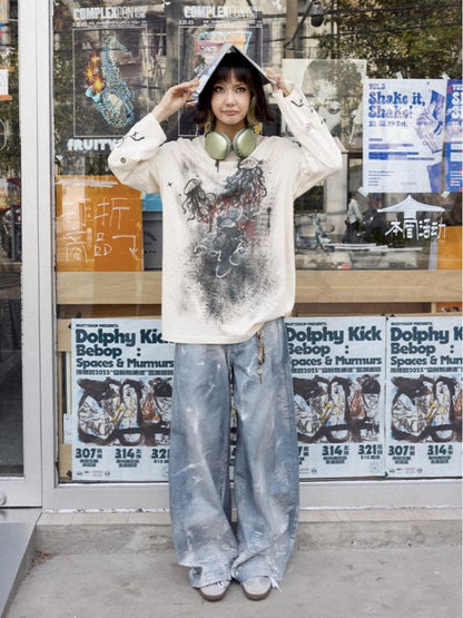 Printed wide leg jeans【s0000012285】