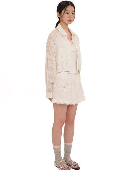 Semi-sheer plaid lightweight jacket【s0000013452】