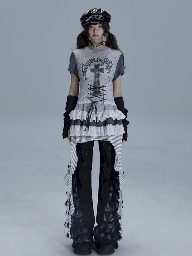 Irregular Lace Skirt Long Tee【s0000013485】