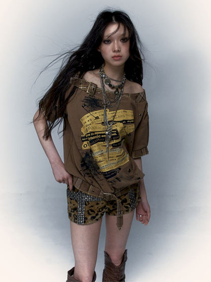 Printed Loose Short Sleeve T-Shirt [s0000008130]