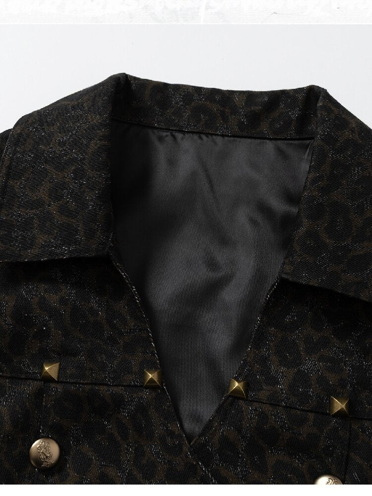 Lace Leopard Print Denim Jacket【s0000016212】