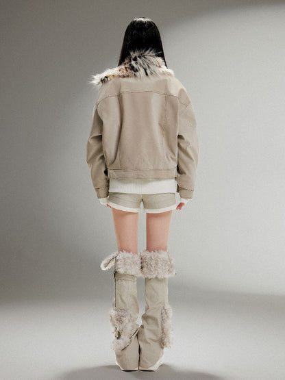 Fake Two Piece Pu Leather Jacket【s0000011252】