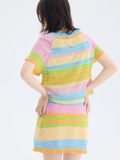 Hollow Knit Puppy Mini Skirt Set【s0000017689】