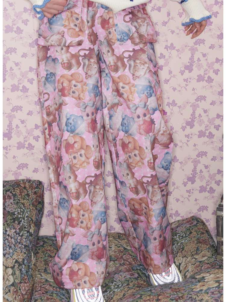 Pink Animal Print High Waist Pants【s0000015031】