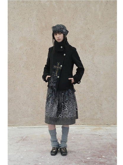 Vintage Cross Print Rivet Jacket【s0000018073】