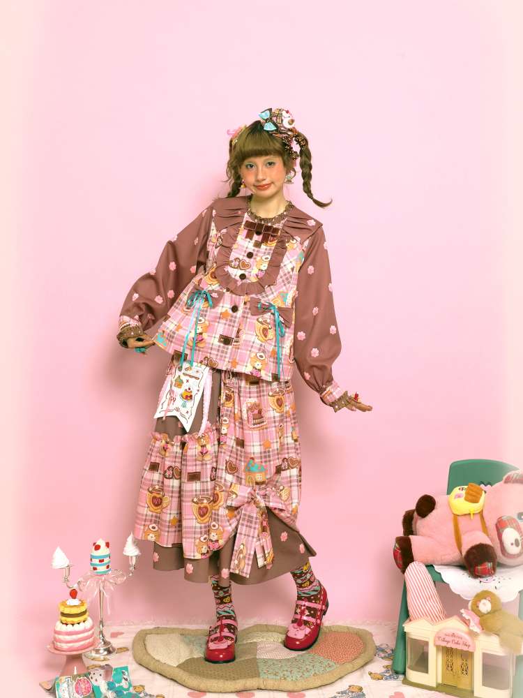 Pink-Brown Vintage Doll-Style Jacket【s0000014514】