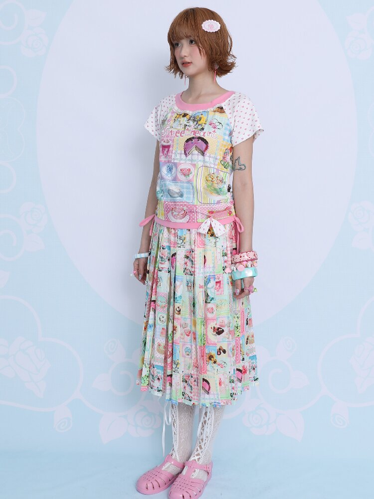 Summer Print Pleated Half Skirt【s0000017451】
