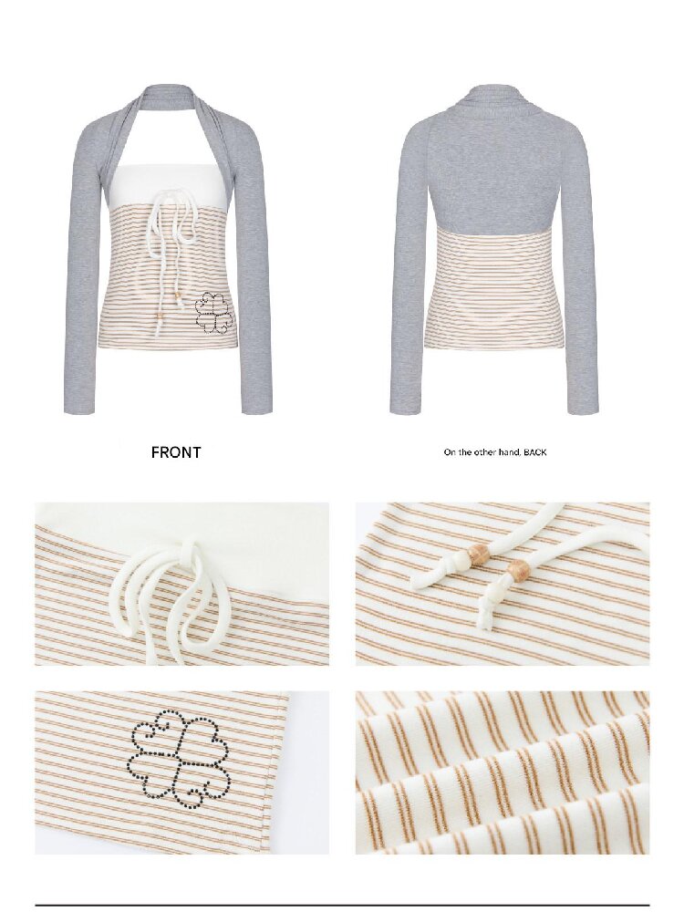 Diamond Striped Halterneck Top【s0000016386】