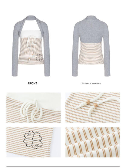 Diamond Striped Halterneck Top【s0000016386】