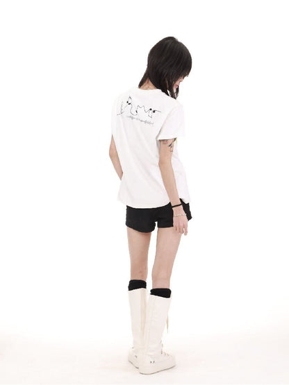 Portrait Embroidery Street Tee【s0000018223】