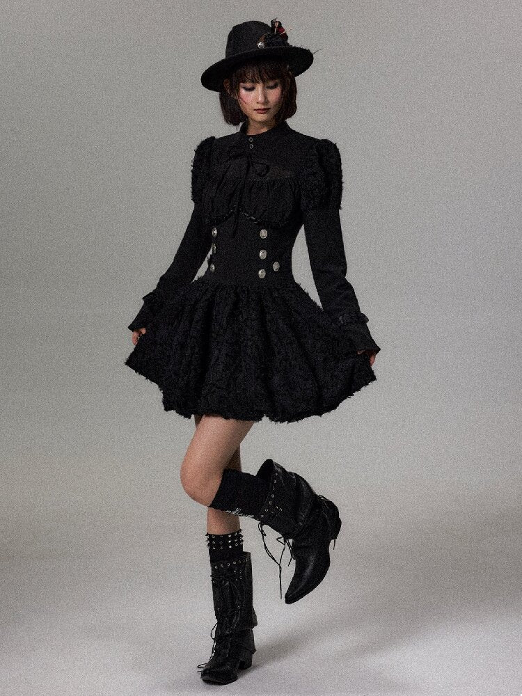 Sleeve Waist Cinching A Line Dress【s0000018489】