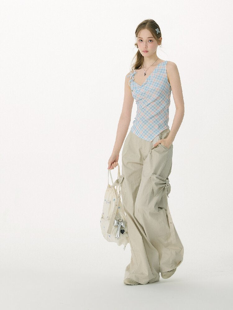 Summer Plaid Bow Vest Camisole【s0000017151】
