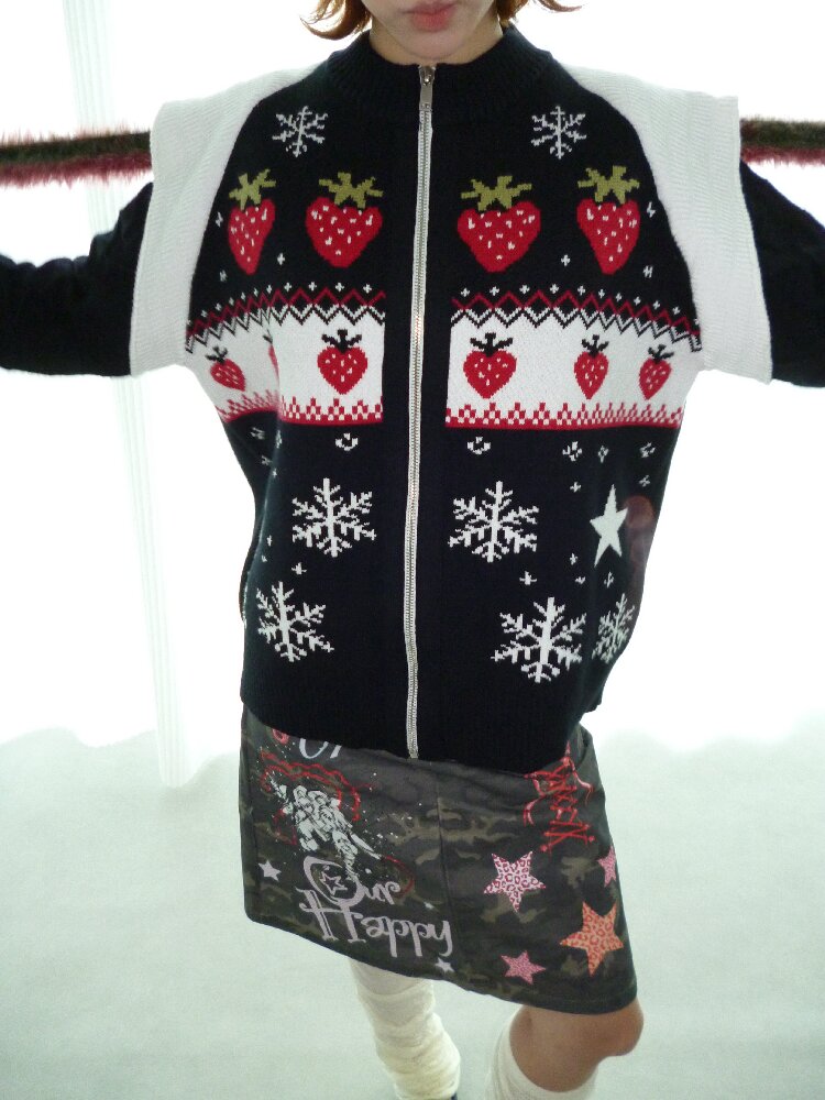 Strawberry Fair Isle Jacquard Sweater【s0000018669】