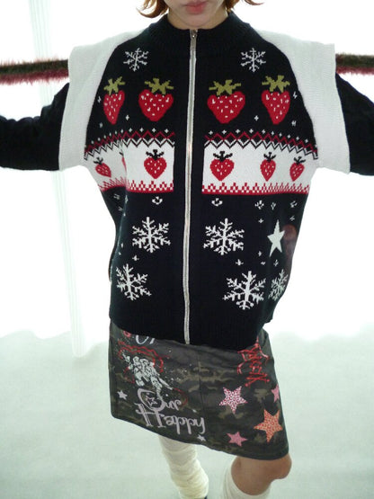 Strawberry Fair Isle Jacquard Sweater【s0000018669】