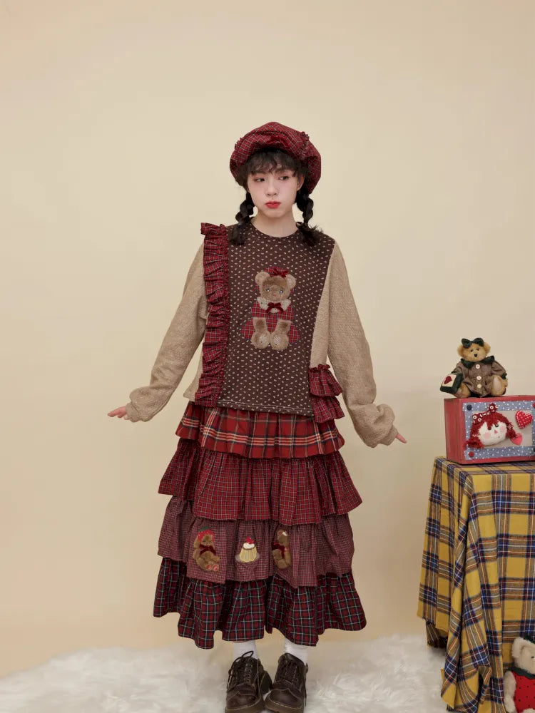Embroidered lace-trim knit sweater【s0000014173】