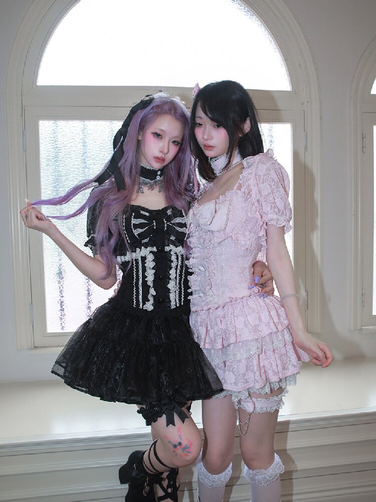 Heavy Craft Pearl Bow Cake Dress【s0000017522】