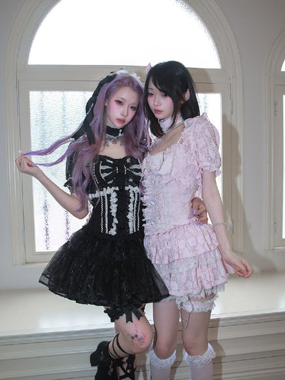 Heavy Craft Pearl Bow Cake Dress【s0000017522】