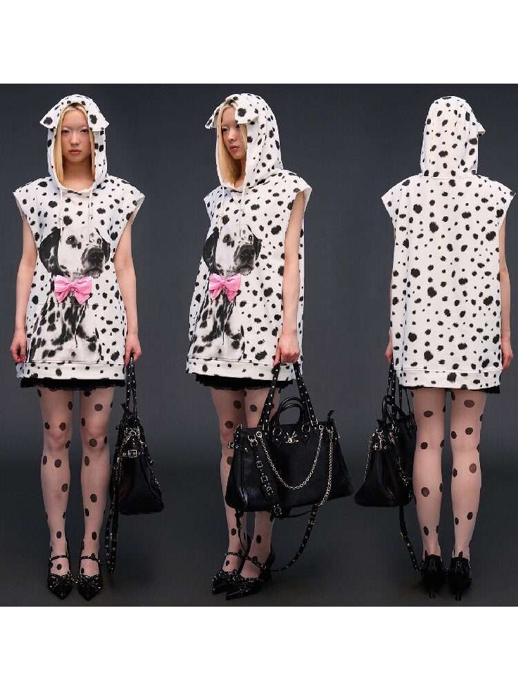 Dalmatian Print Sweatshirt Vest【s0000017293】