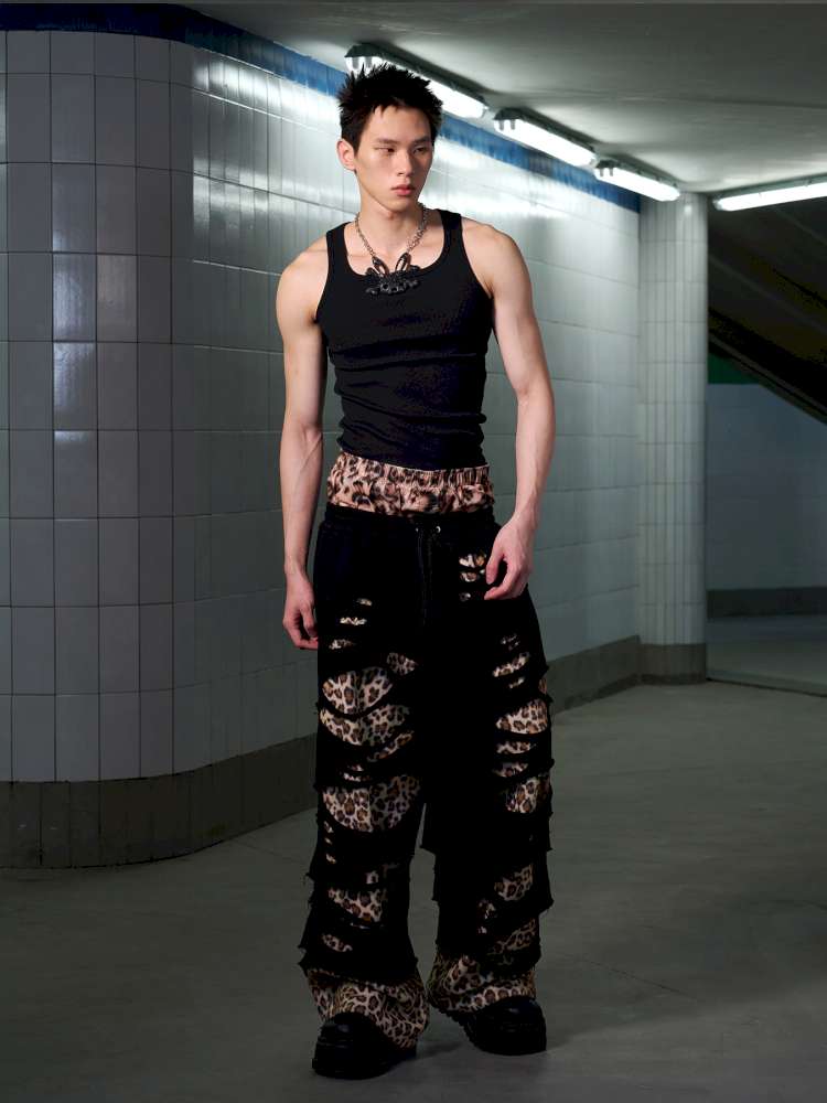 Leopard Print Ripped Double Jumper【s0000014647】