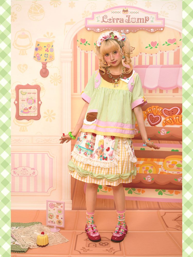 Apron Lace Plaid Vintage Half Skirt【s0000013348】